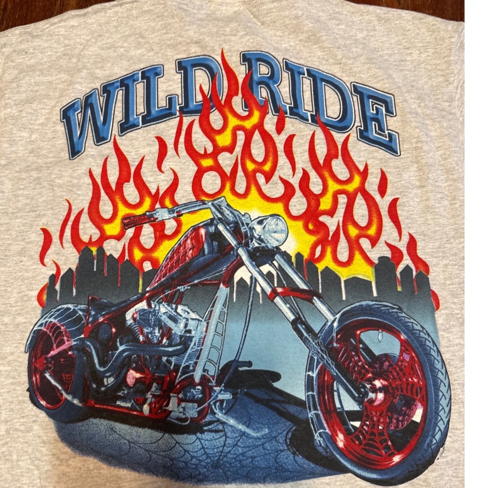 Delta Pro Weight Wild Ride Motorcycle Skull Graphic T-Shirt Gray Mens Medium‎